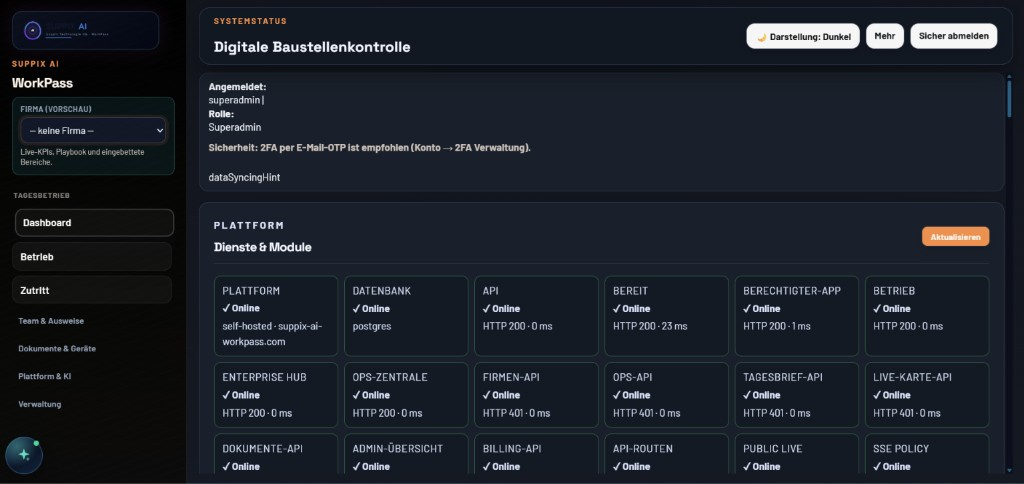 WorkPass dashboard
